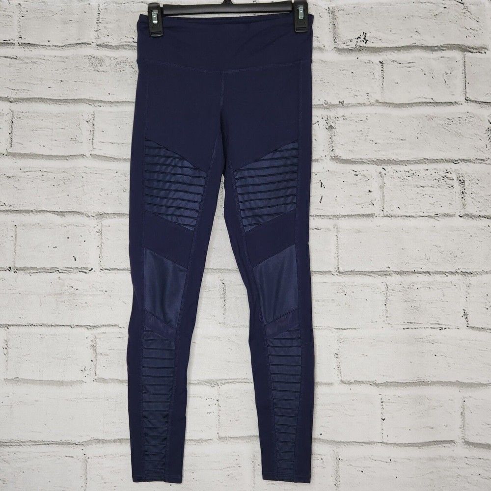 Alo Women's Higj Rise Dark Blue Moto Yoga Leggings Size XS